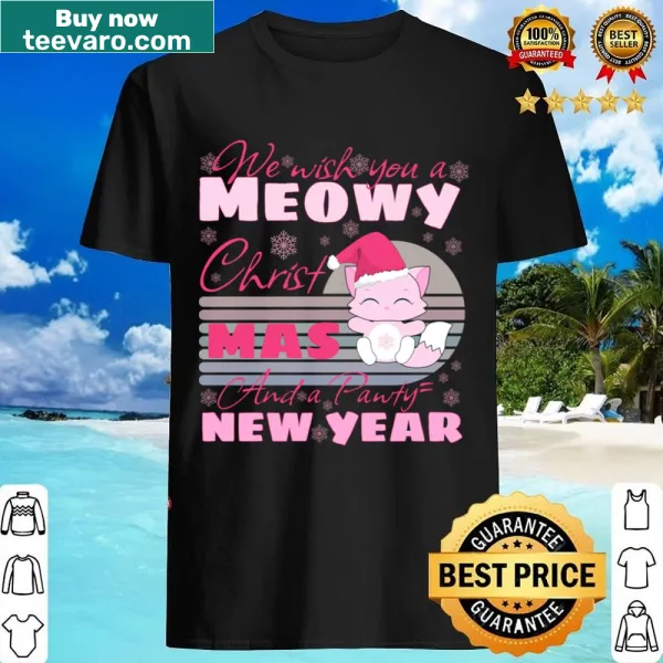 Kawaii style Christmas shirt with playful cat-themed holiday text
