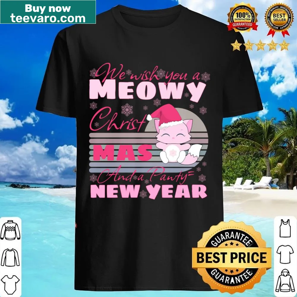 Kawaii style Christmas shirt with playful cat-themed holiday text