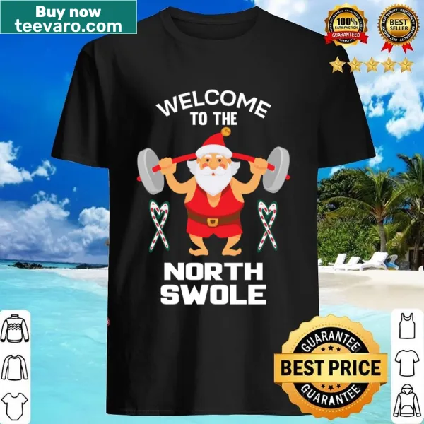 Christmas-themed fitness t-shirt with a playful North Swole design