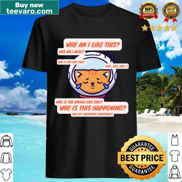 Cartoonish space cat emoji shirt addressing intrusive thoughts