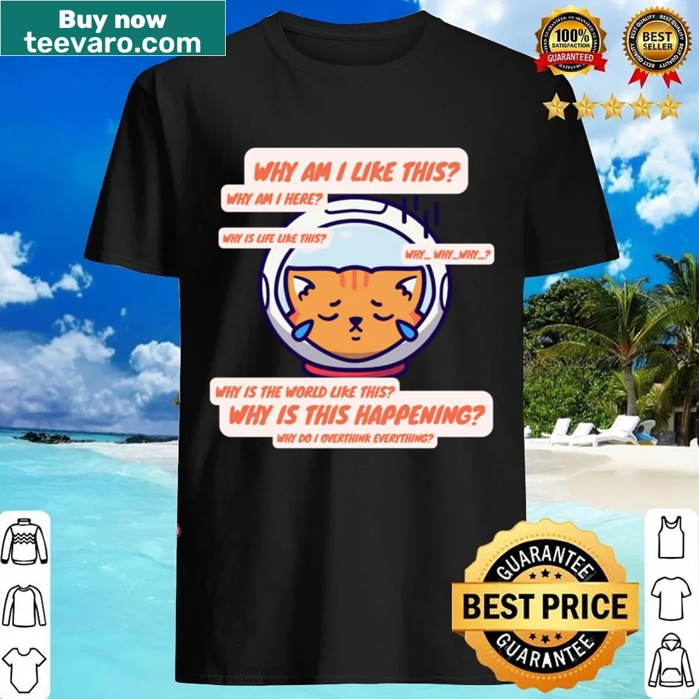 Cartoonish space cat emoji shirt addressing intrusive thoughts