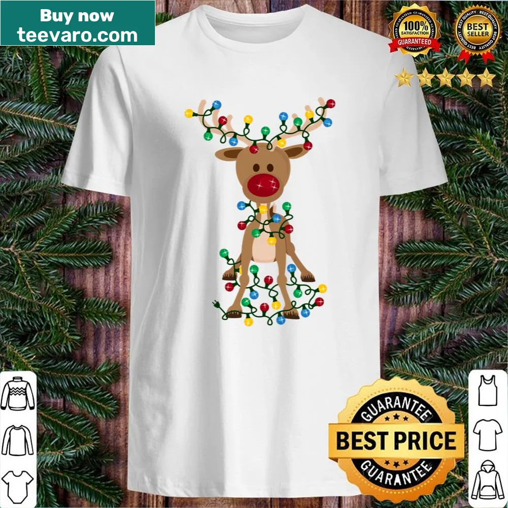 Cute reindeer graphic on holiday shirt