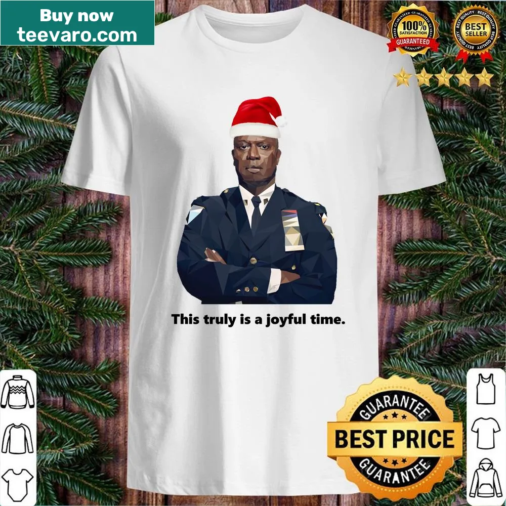 Holiday shirt featuring Capt Holt celebrating the season