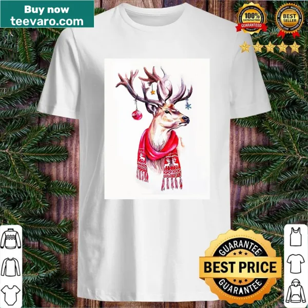 Festive Christmas shirt featuring a cheerful reindeer