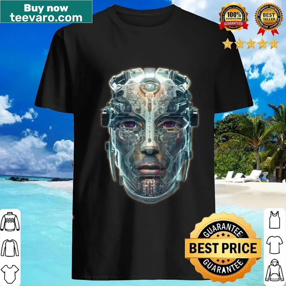 Illustrative design featuring a cyborg on a shirt