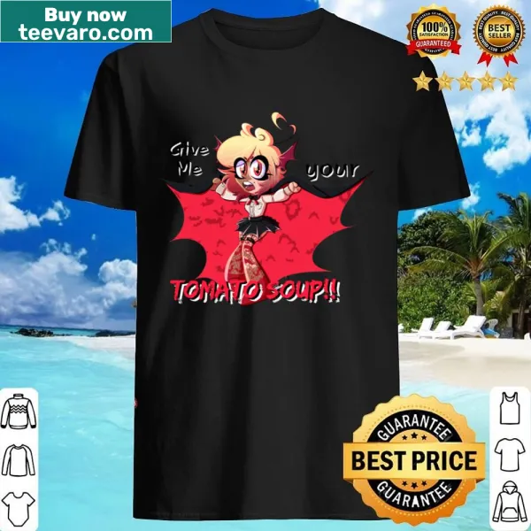 Cute shirt featuring a little tomato with vampire fangs