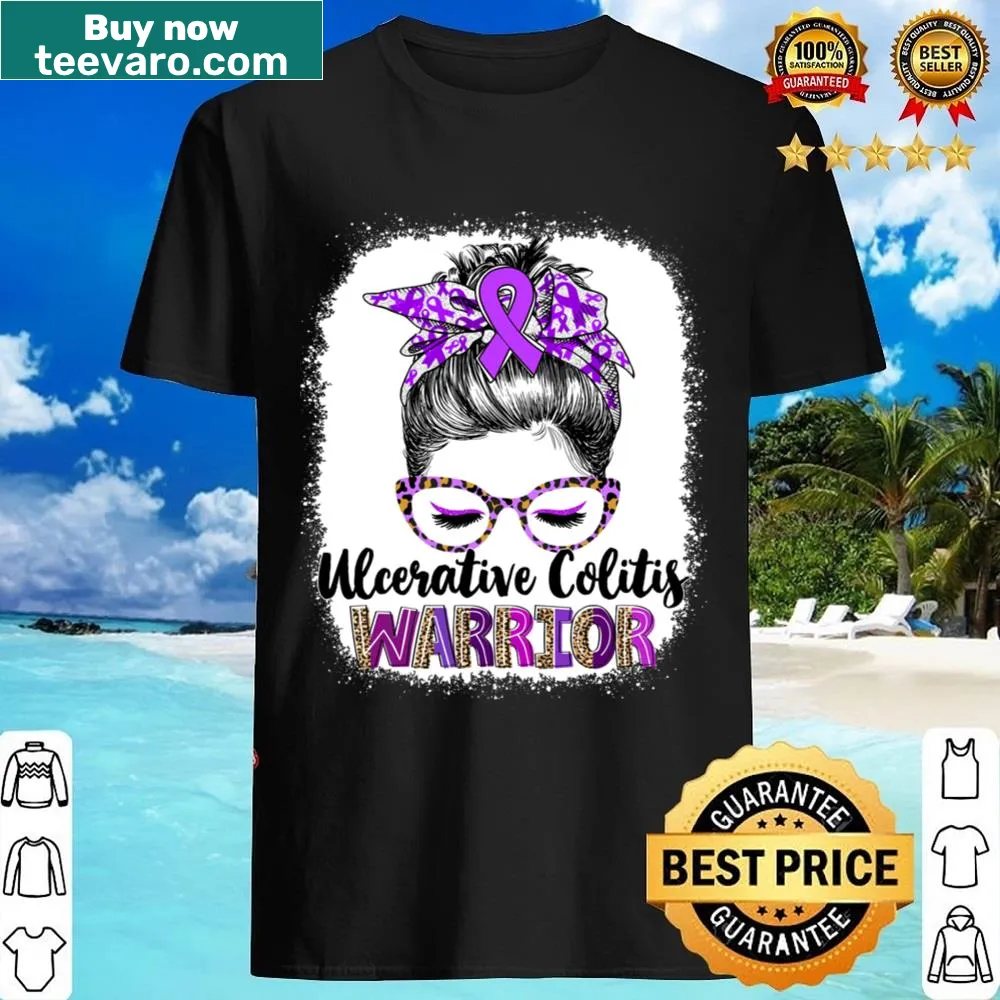 Empowering shirt with Messy Bun and leopard print design supporting ulcerative colitis awareness
