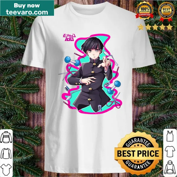 Anime-themed shirt featuring graphic inspired by Mob Psycho 100