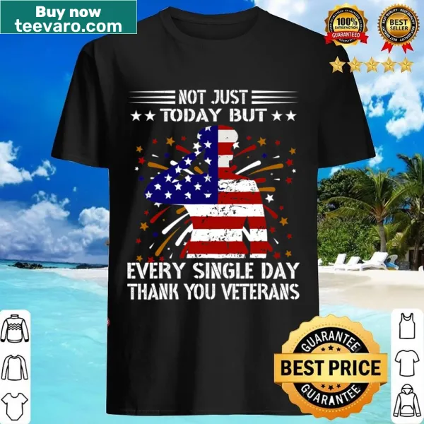 Typography t-shirt expressing gratitude to veterans.