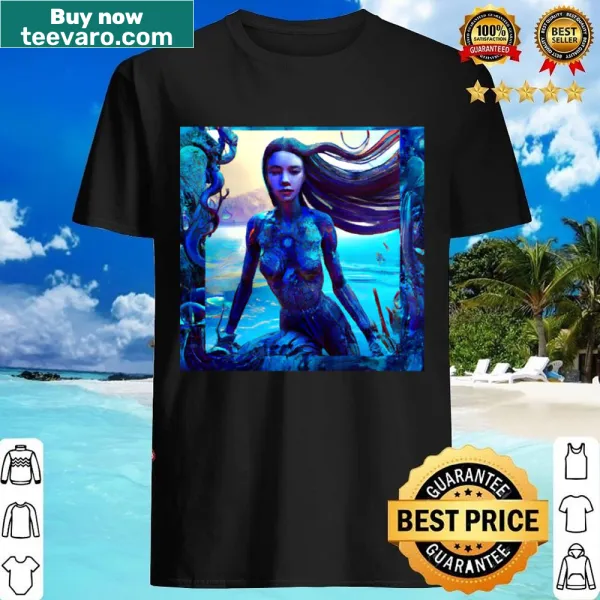 Aquatic-themed t-shirt with seapunk aesthetic graphics