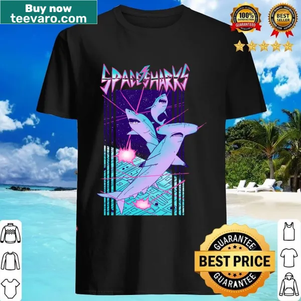 T-shirt featuring whimsical space sharks
