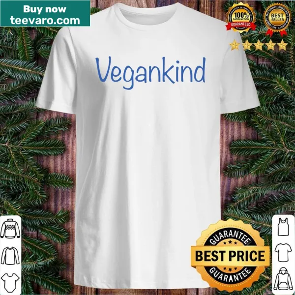 Typography design on a fitted V-neck shirt promoting Vegankind
