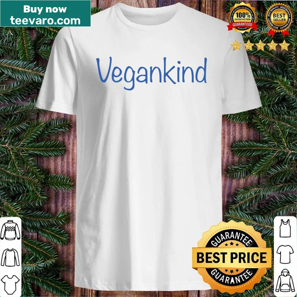 Typography design on a fitted V-neck shirt promoting Vegankind