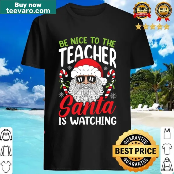 Santa-themed T-shirt with a funny message for teachers