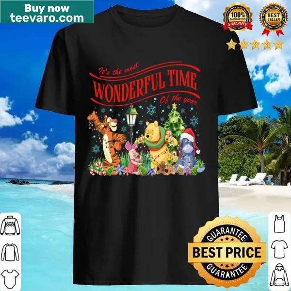 Holiday shirt with illustration of a bear and woodland friends celebrating Christmas