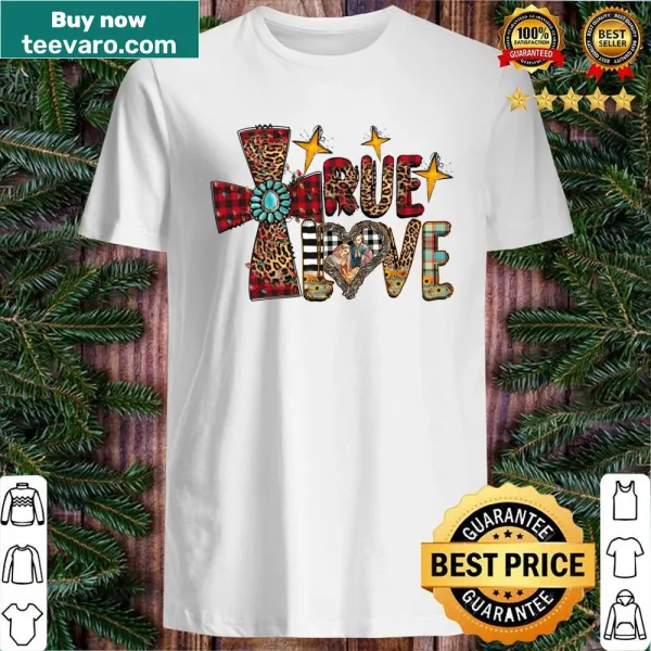Christian shirt with TRUE Love text and leopard print design