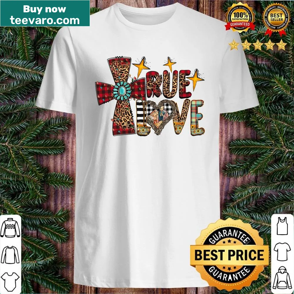 Christian shirt with TRUE Love text and leopard print design