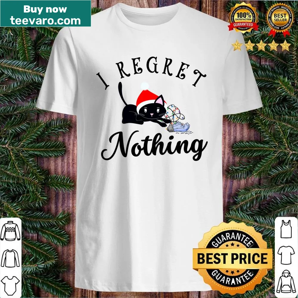 Funny Christmas shirt featuring a black cat design
