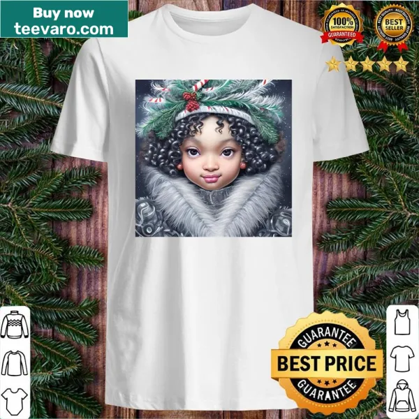 Charming Christmas girl graphic on a festive shirt