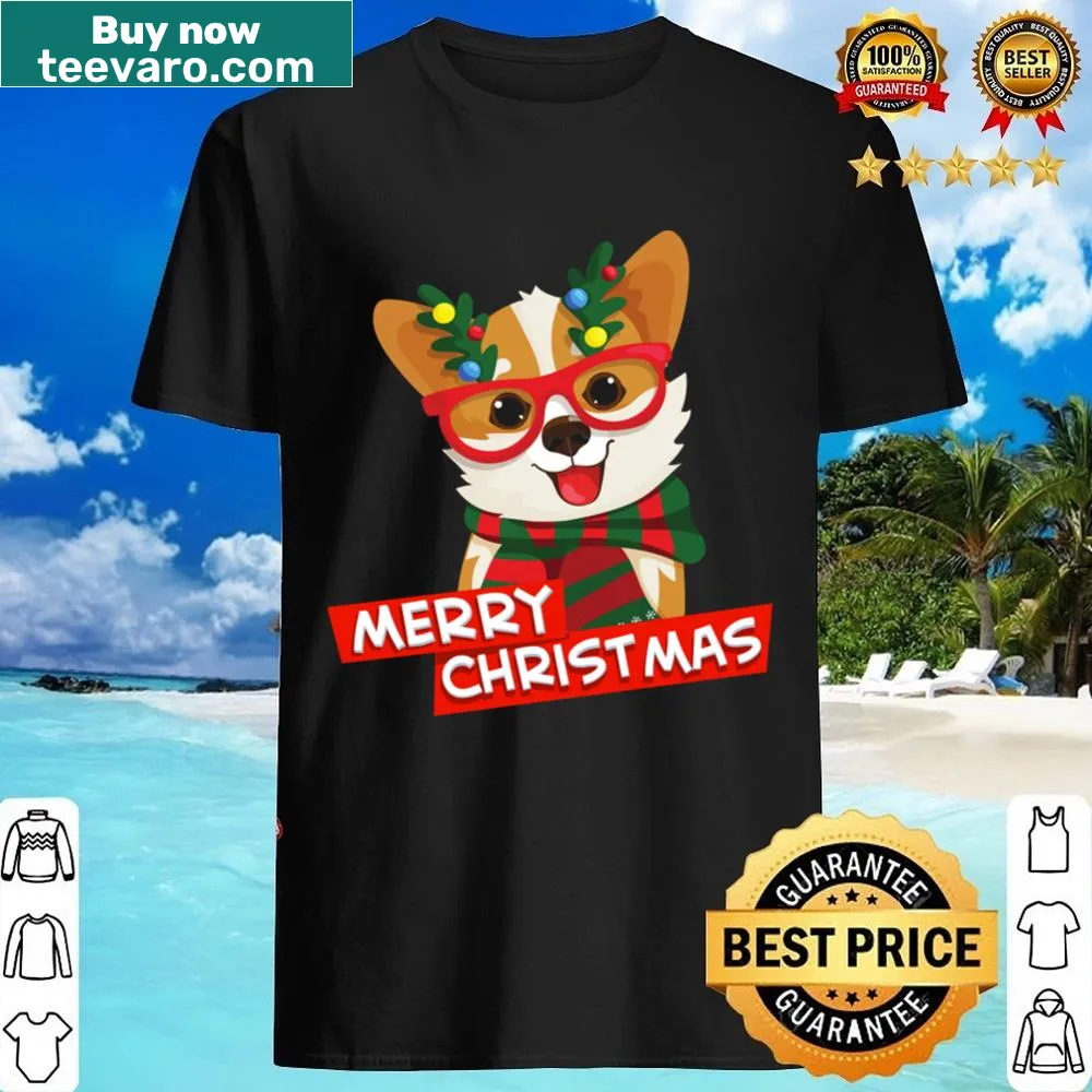 Playful Corgi illustration with Christmas decorations
