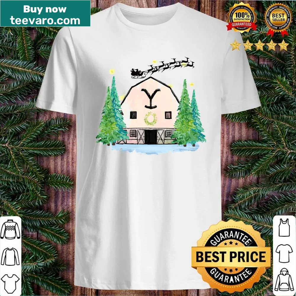Holiday-themed Yellowstone shirt featuring Dutton Farm design