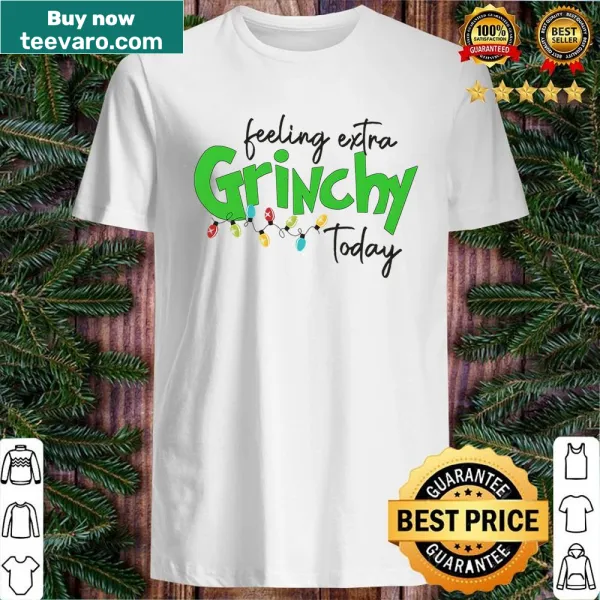 Grinch-themed graphic with Christmas lights for festive shirt