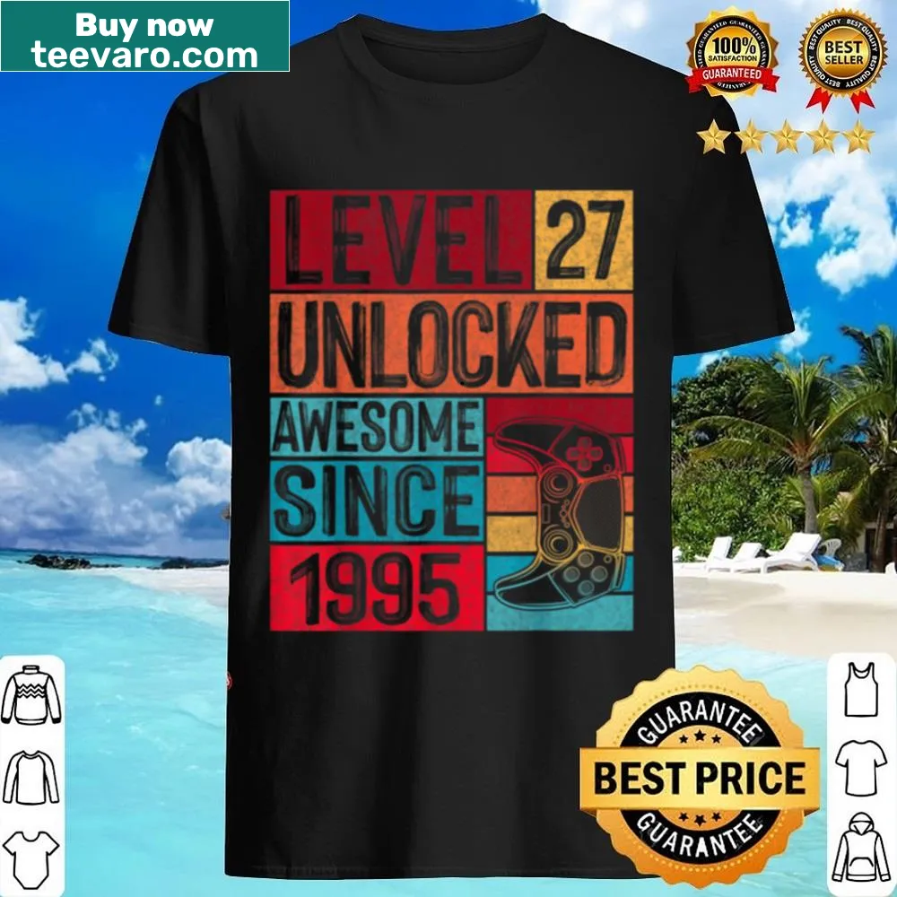 Vintage Level 27 Unlocked birthday shirt design