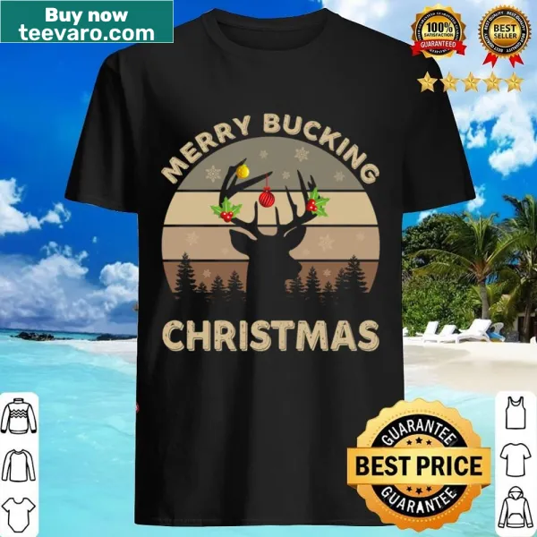 Funny deer hunting Christmas shirt with cartoon graphic
