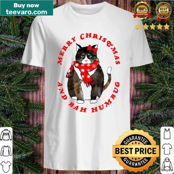 Sarcastic Christmas shirt with a cat and 'Bah Humbug' text