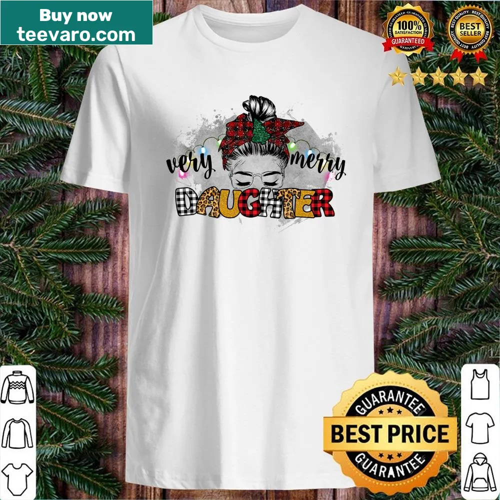 Cute holiday shirt for moms featuring a 'Very Merry Daughter' slogan