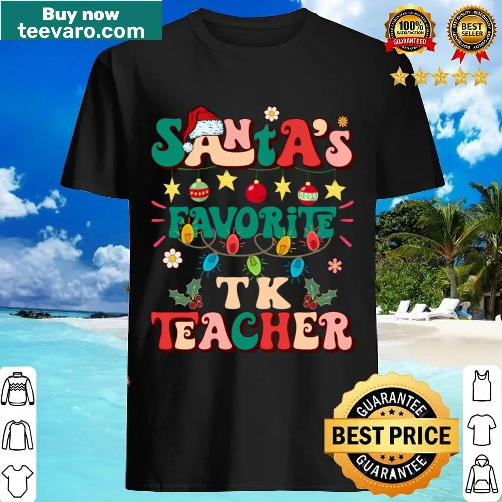 Retro Christmas shirt for Tk teachers with Santa hat and lights