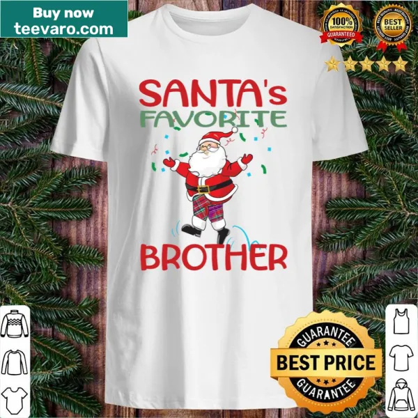 T-shirt for brothers stating 'Santa's Favorite Brother' in festive design