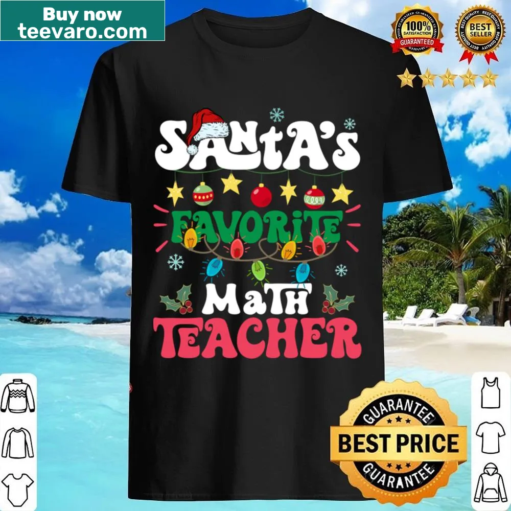 Christmas shirt for math teachers with Santa hat and lights