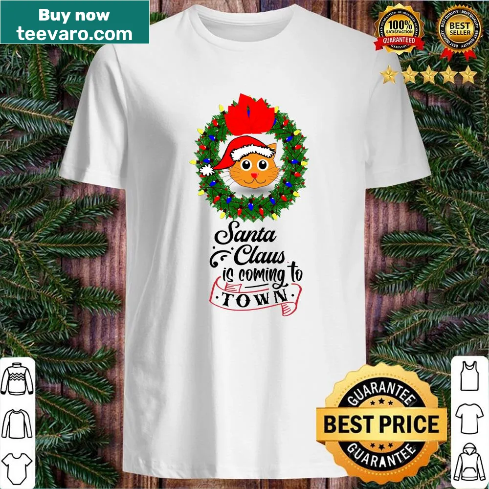 Festive shirt featuring an adorable snow cat design for Christmas