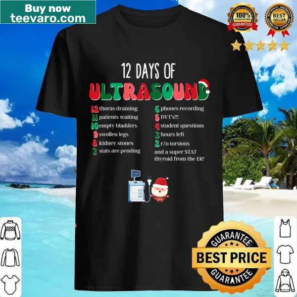 Christmas-themed shirt for ultrasound techs featuring fun holiday graphics