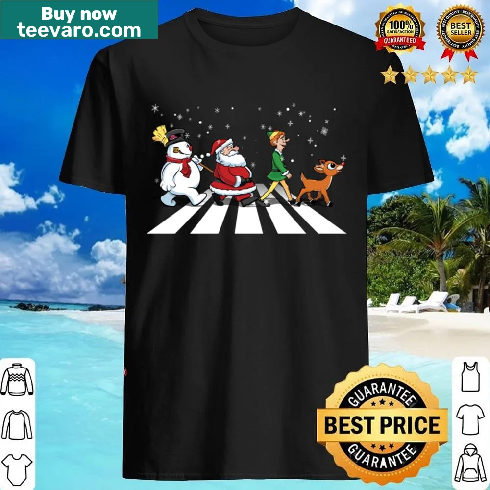 Whimsical Christmas road scene graphic shirt