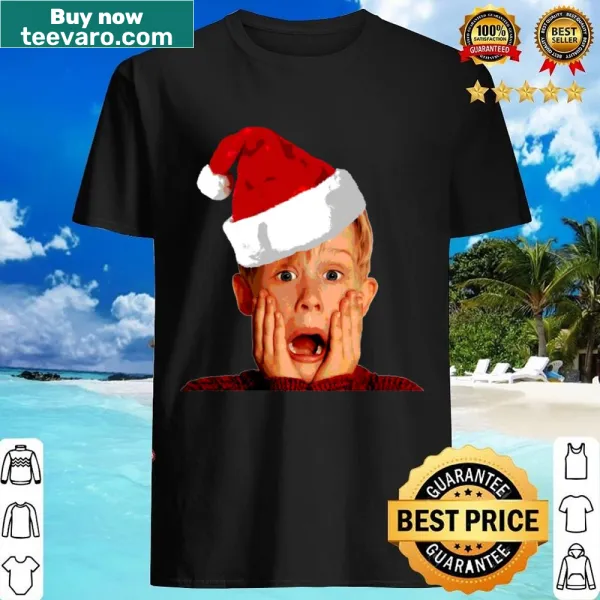 Christmas shirt featuring Macaulay Culkin in a Santa hat from Home Alone