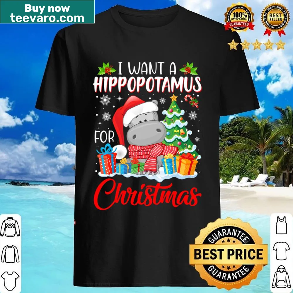 Cute kid's Christmas shirt with hippo design