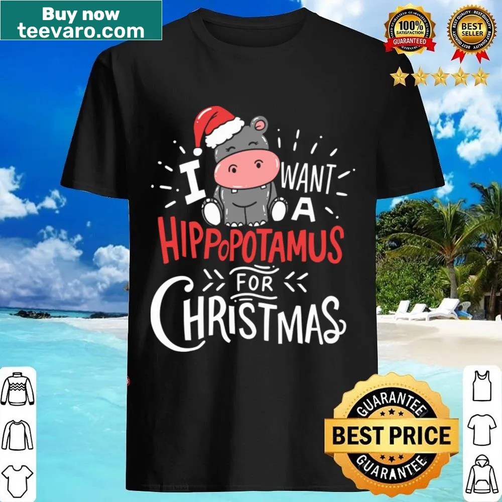 Christmas shirt featuring a playful hippo design