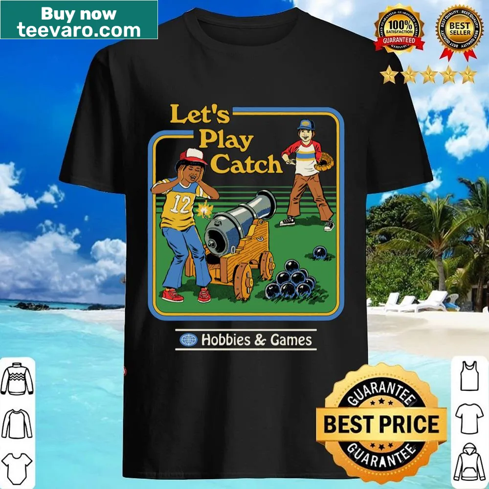Playful shirt featuring a graphic of playing catch