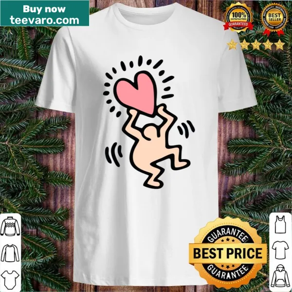 Keith Haring-inspired shirt featuring hand-lettered love design