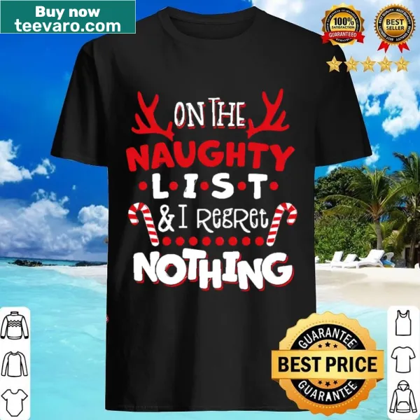 Edgy 'On The Naughty List' Christmas shirt with bold text