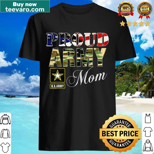 Proud Army Mom shirt with American flag design
