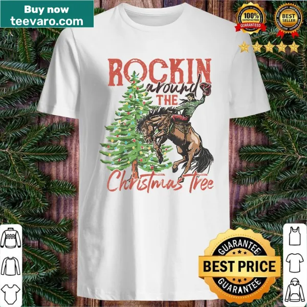 Cowboy horse and Christmas decorations illustration on shirt