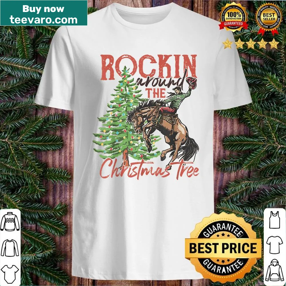 Cowboy horse and Christmas decorations illustration on shirt