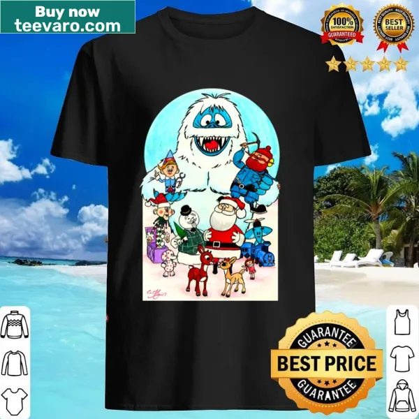 Rudolph-themed family portrait illustration on a shirt