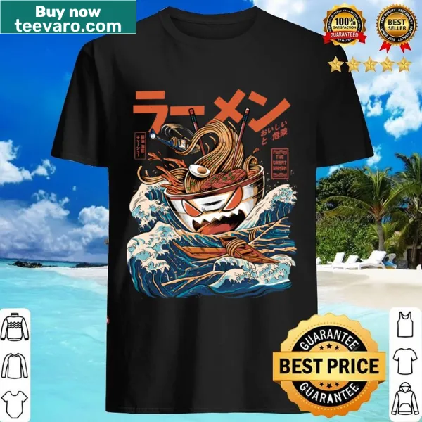 Illustrated ramen bowl design on a pullover shirt