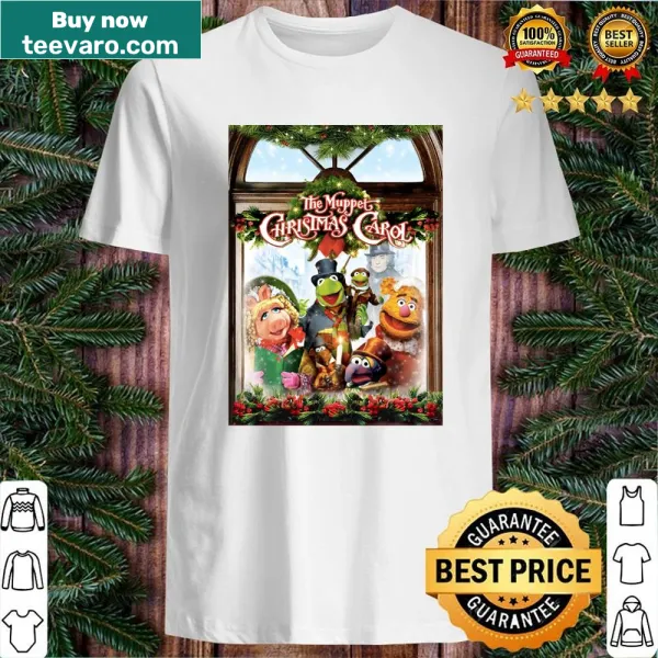 Whimsical illustrations of Muppet characters from Christmas Carol on a shirt