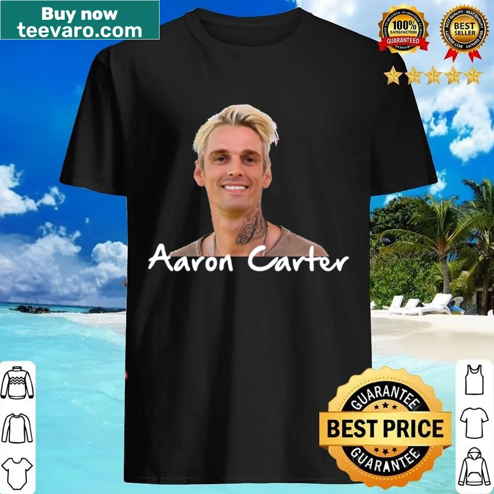 Tribute shirt featuring Aaron Carter's name and years 1987-2022