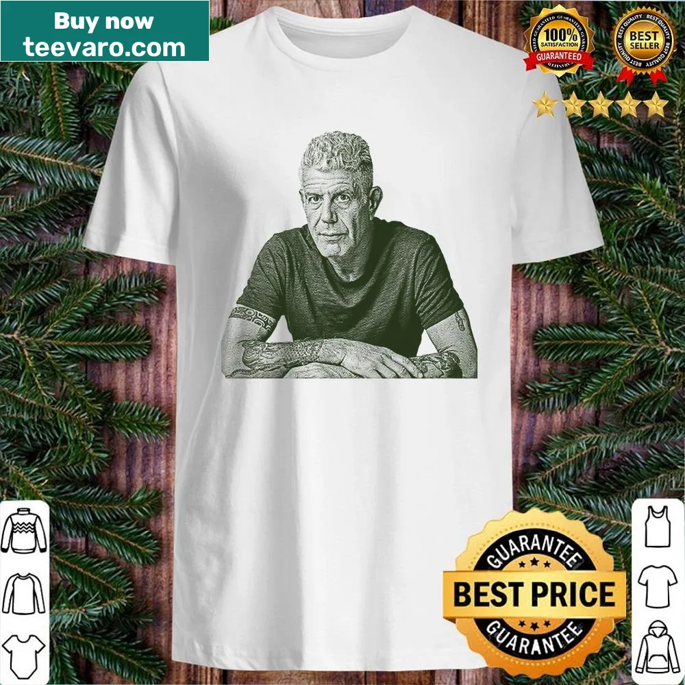 Elegant engraving design honoring Anthony Bourdain